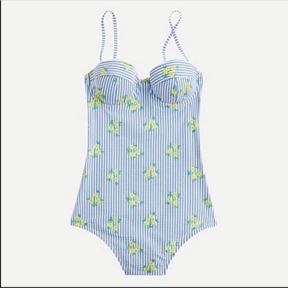 J. Crew Other - NWT J. Crew Floral Seersucker Striped Underwire One Piece Swimsuit